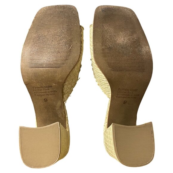 Jeffrey Campbell Melange Raffia Crosswoven Chunky Heels Tan Sz 9 Square Toe Revo - Picture 7 of 10